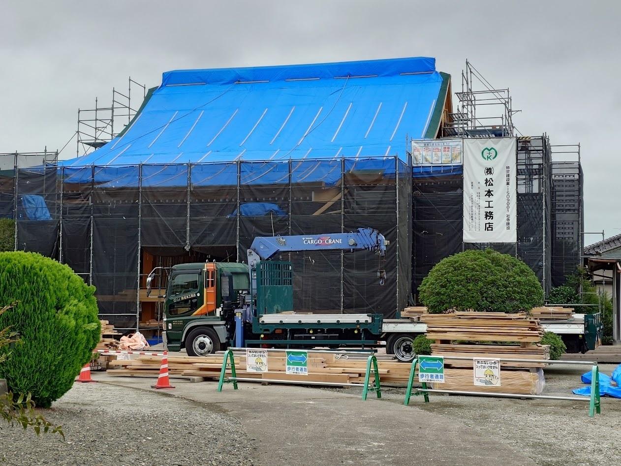 宮城県 専念寺 本堂新築工事が進み、完成間近の建物の姿が徐々に見えてきました！